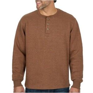 NWT Coleman Men's Long Sleeve Brown Knit Henley Sherpa Lined Sweatshirt- Size S